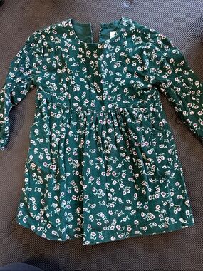 Gap Girls' Green Floral Long-Sleeve Dress